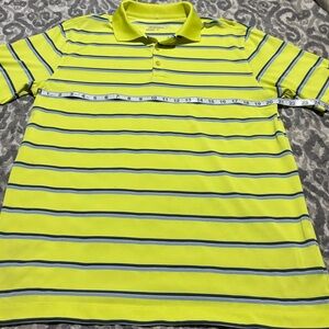 Nike Golf Drifit Yellow Striped Polo Shirt Size Large